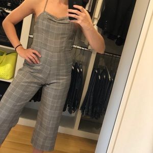 Blue Life Plaid Tie Back Jumpsuit